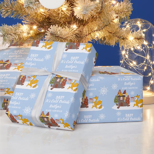 Fox Winter Baby Shower Det är Kallet utanför gift Presentpapper (Helgdagar)