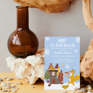 Fox Winter Baby Shower Det är Kallet utanför Inbjudningar