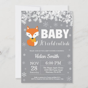 Fox Winter Baby Shower Snowflake-inbjudan Inbjudningar