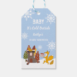 Fox Winter Snowflakes Baby Shower Gift  Presentetikett