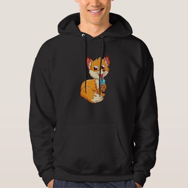 Fox with bubbel tea bubbeltea fox children  1 hoodie (Framsida)