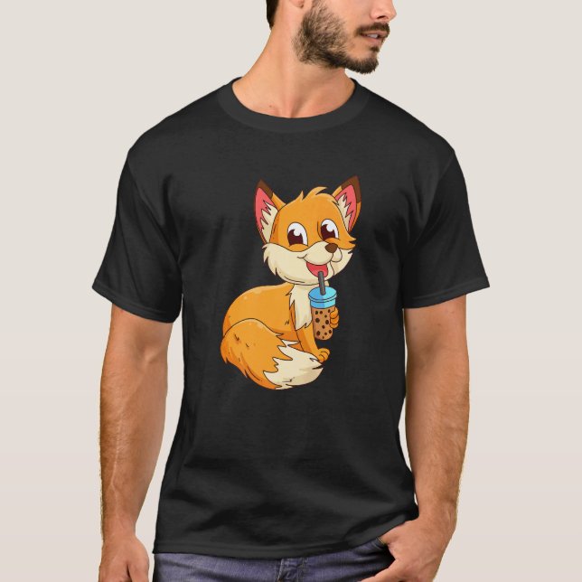 Fox with bubbel tea bubbeltea fox children  1 t shirt (Framsida)