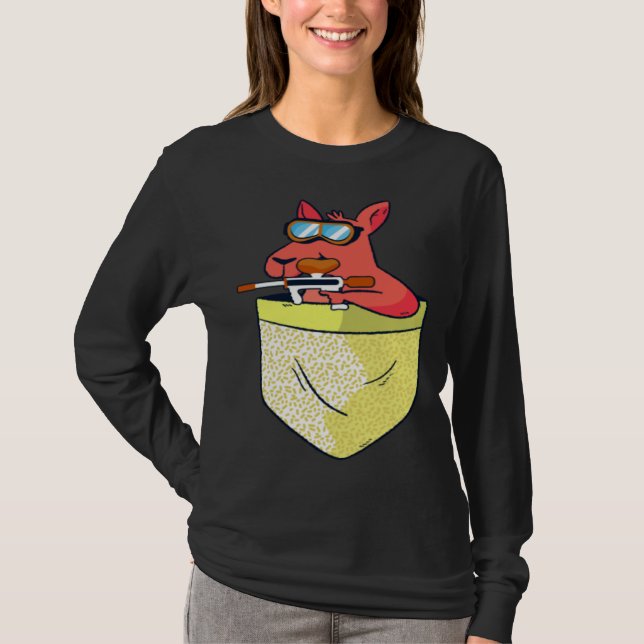 Fox With Marker In The Chest Pocket  Fox Paintball T Shirt (Framsida)