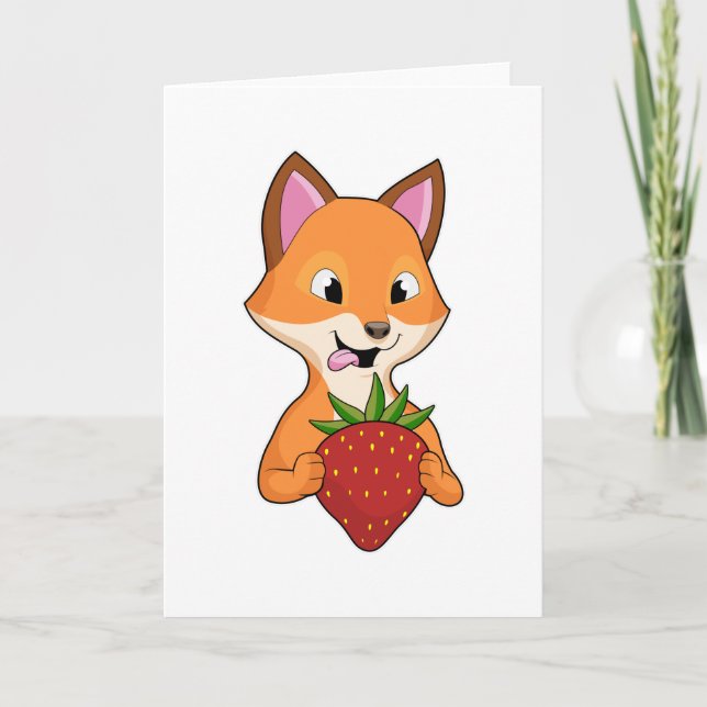 Fox with Strawberry Kort (Framsida)