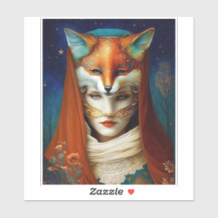 Fox Woman Surreal Fantasy Art Klistermärken