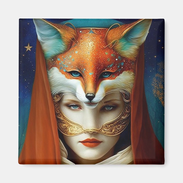 Fox Woman Surreal Fantasy Art Magnet (Framsidan)