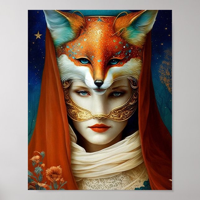 Fox Woman Surreal Fantasy Art Poster (Framsidan)