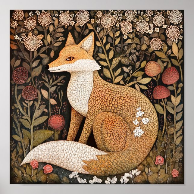 Fox Woodland Animal Art Painting Poster (Framsidan)