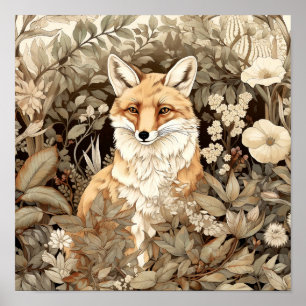 Fox Woodland Animal Art Poster