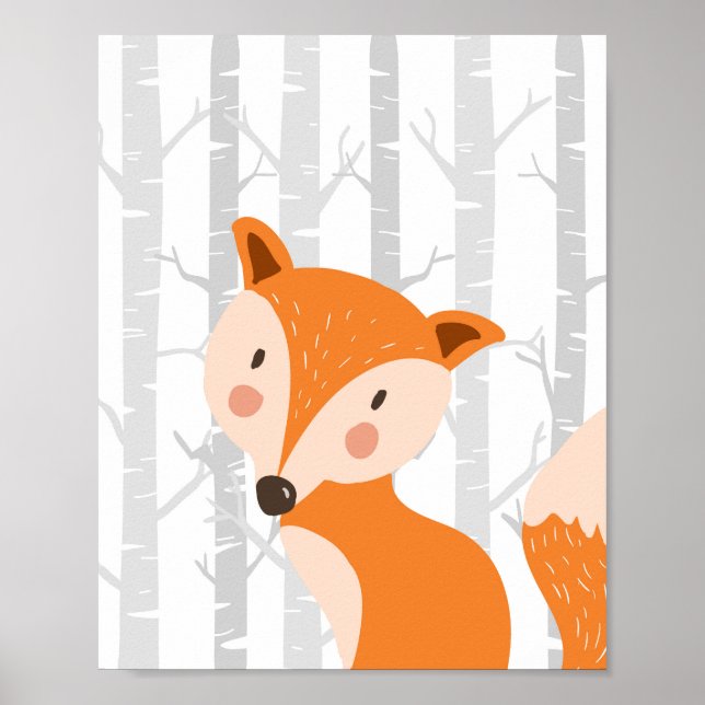 Fox Woodland Animal Nursery Wall Art Skriv ut Poster (Framsidan)