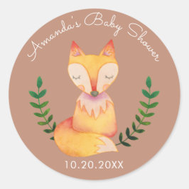 Fox Woodland Baby Shower Favor Tagg-etikett Runt Klistermärke