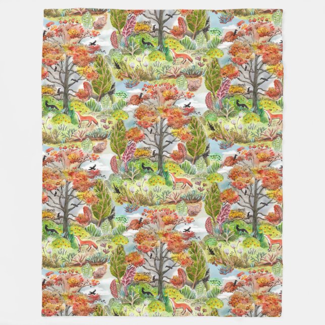 Fox Woodland Cabincore Blanket Fleecefilt (Framsidan)