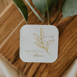 Fox Woodland Fairytale Favor Sticker Fyrkantigt Klistermärke
