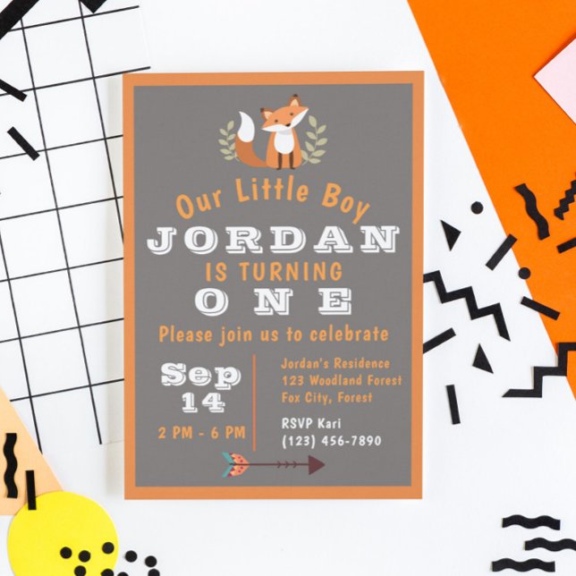 Fox Woodland Forest Critters Boho Barns födelsedag Inbjudningar (Skapare uppladdad)