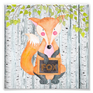 Fox- Woodland Friends - Vattenfärgillustration Fototryck
