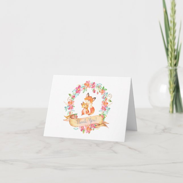 Fox Woodland Mamma Baby Blommigt Utandning Tack (Framsida)