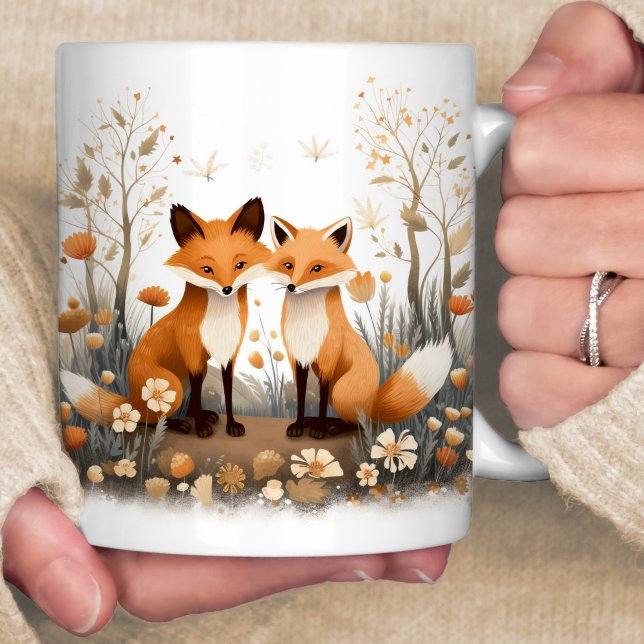Fox Woodland Scene 2 Foxes Kaffemugg (Skapare uppladdad)