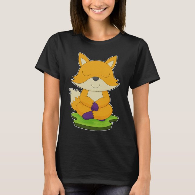 Fox Yoga Fitness Meditation T Shirt (Framsida)