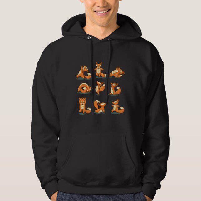 Fox Yoga Mönster Hoodie (Framsida)