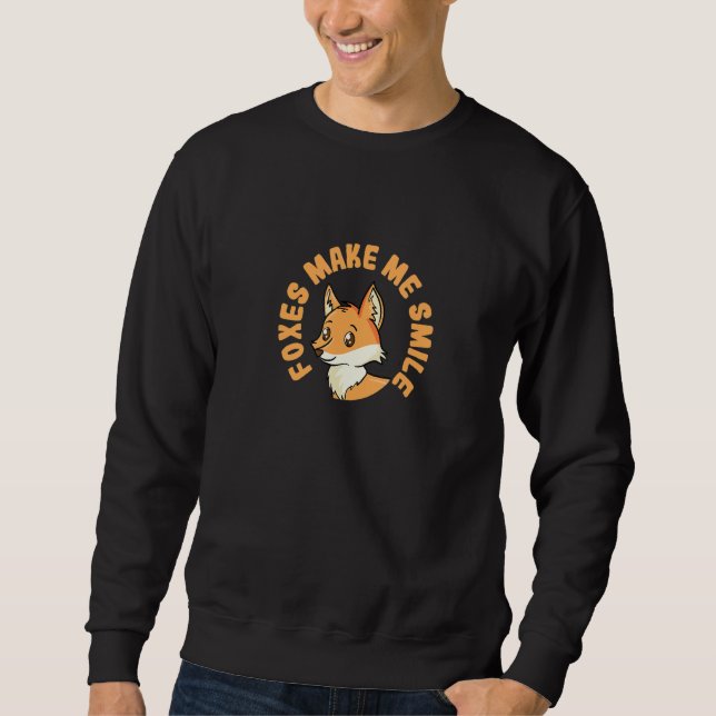 Foxar gör mig till Smile Cute Fox Forest Animal Lång Ärmad Tröja (Framsida)