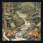 Foxar i japanskt landskap poster<br><div class="desc">En röd rävdesign</div>