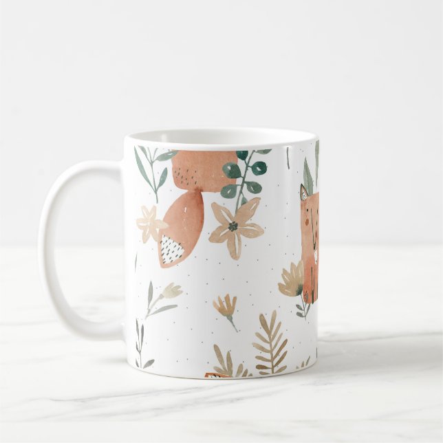 Foxar i Meadows: Vattenfärgen är sömlös Kaffemugg (Vänster)