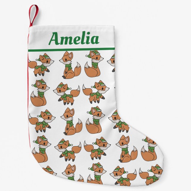 Foxar i Personligen Winter Scarves Liten Julstrumpa (Framsidan)