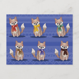 Foxar i Scarves Postcards Vykort