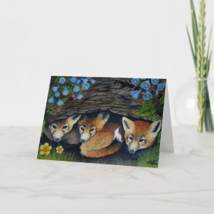 Foxar och blått klockor-hälsningskort kort