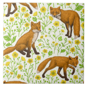Foxar och butterkuggar på naturligt vita kakelplatta