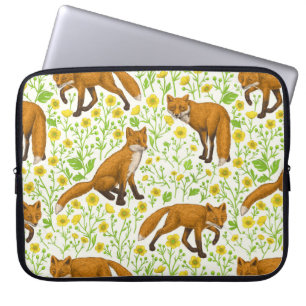 Foxar och butterkuggar på naturligt vita laptop fodral