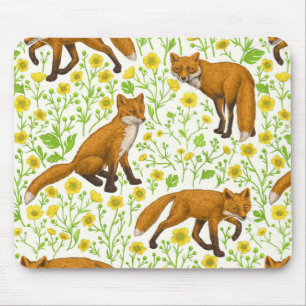 Foxar och butterkuggar på naturligt vita musmatta