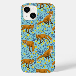 Foxar och fjärilar på blått bassäng