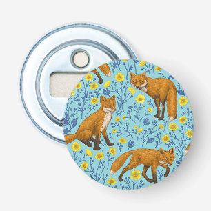 Foxar och fjärilar på blått bassäng flasköppnare