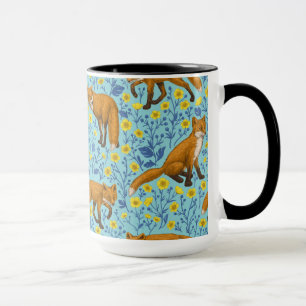 Foxar och fjärilar på blått bassäng mugg
