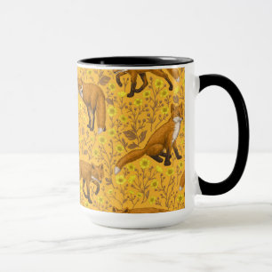 Foxar och fjärilar på orangen mugg