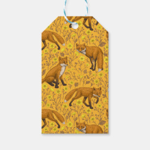 Foxar och fjärilar på orangen presentetikett