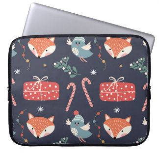 Foxar och gåvor: Jul Sömlös Mönster Laptop Fodral