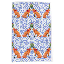 Foxar som äter under Mistletoe Blue Chinoiserie