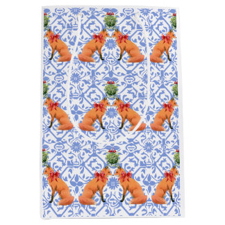 Foxar som äter under Mistletoe Blue Chinoiserie