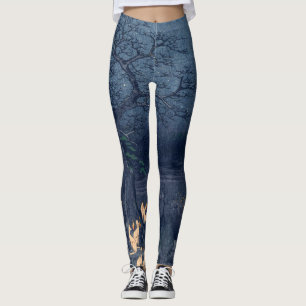 Foxar vid nattlig Shrine Vintage Ukiyo-e Japansk k Leggings