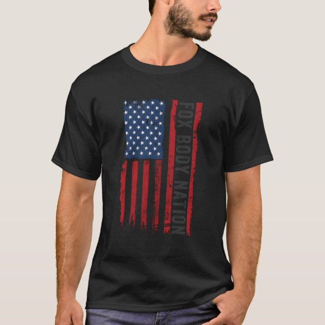Foxbody American Flagga Stang Muscle Car T Shirt (Framsida)