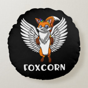 Foxcorn Magic Fox Unicorn Funny Animal Rund Kudde