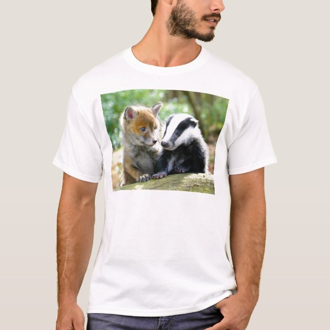 Foxcub och Badger Cute! T Shirt (Framsida)