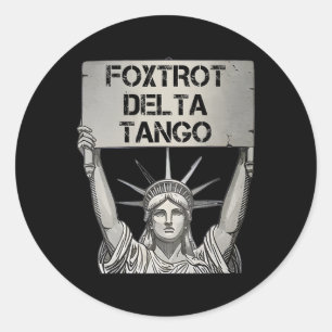 Foxdragande Delta Tangos Resiststance Statue Lib Runt Klistermärke