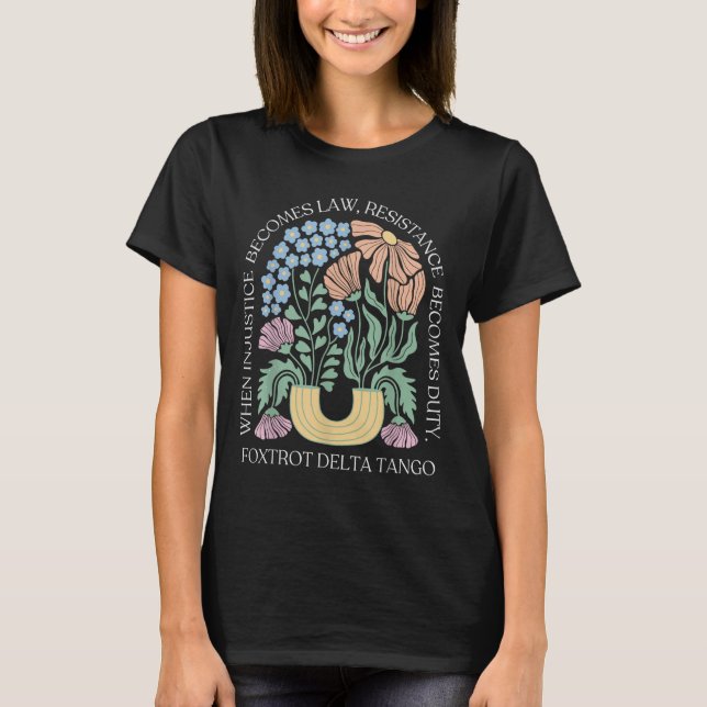 Foxdragta Delta Tangos Funny Flower Boho T Shirt (Framsida)