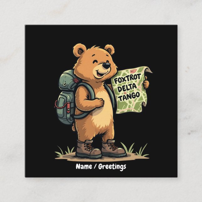 Foxdragtas Tangos Funny Bear Retro Graphic Fyrkantigt Visitkort (Framsida)