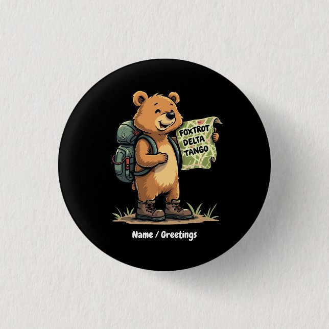 Foxdragtas Tangos Funny Bear Retro Graphic Knapp (Framsida)