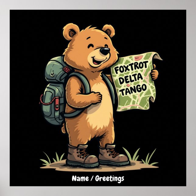 Foxdragtas Tangos Funny Bear Retro Graphic Poster (Framsidan)