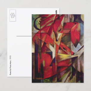 Foxer av Franz Marc, Vintage Abstrakt Cubism Art Vykort